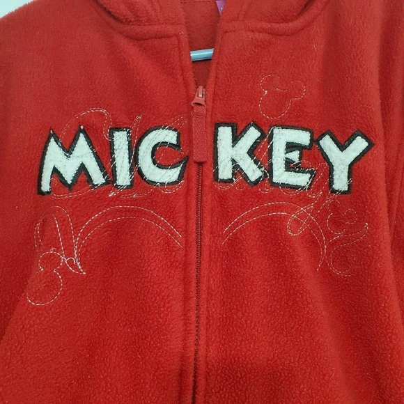 Disney Women Mickey Mouse Red Fleece Lightweight Hoodie Jacket Sz 15/17 XLarge - Picture 2 of 12